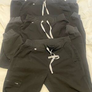 Figs Black Jogger Scrub Pants x3